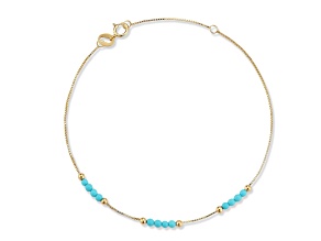 Bellissima Gold 14K Yellow Gold Triple Turquoise Cluster Bracelet, Made in Italy