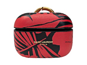 Saint Laurent Abstract Print Black and Red Leather Airpods Pro Case