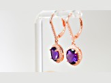 Amethyst and CZ 2.98 Ctw Oval 18K Rose Gold Over Sterling Silver Drop Earrings Jewelry.