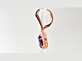 Amethyst and CZ 2.98 Ctw Oval 18K Rose Gold Over Sterling Silver Drop Earrings Jewelry.