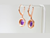 Amethyst and CZ 2.98 Ctw Oval 18K Rose Gold Over Sterling Silver Drop Earrings Jewelry.