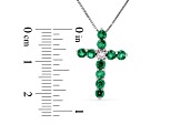 1.33ctw Emerald and Diamond Cross Pendant in 14K White Gold