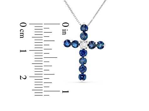 1.33ctw Sapphire and Diamond Cross Pendant in 14k White Gold