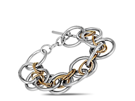 Calvin Klein Forward Rose Gold Tone and Silver Tone Stainless Steel Bracelet