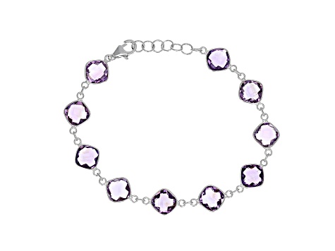 8 mm Cushion Shape Amethyst Sterling Silver bracelet 16ctw