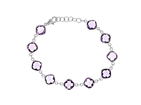 8 mm Cushion Shape Amethyst Sterling Silver bracelet 16ctw