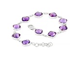 8 mm Cushion Shape Amethyst Sterling Silver bracelet 16ctw