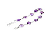 8 mm Cushion Shape Amethyst Sterling Silver bracelet 16ctw