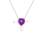 Amethyst 2.8ct Heart Shape Pendant Necklace with Matching Enamel Bezel Setting