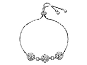 White Cubic Zirconia Rhodium Over Brass Bolo Bracelet 5.29ctw