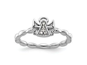 Picture of Sterling Silver Stackable Expressions Polished Diamond Angel with Halo Ring 0.025ctw