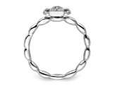 Sterling Silver Stackable Expressions Polished Diamond Angel with Halo Ring 0.025ctw