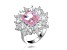 Morganite Cubic Zirconia, Rhodium Plated over Sterling Silver Halo Ring