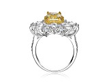 Yellow Cubic Zirconia, Rhodium Plated over Sterling Silver Halo Ring