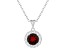 7mm Round Garnet and White Topaz Accent Rhodium Over Sterling Silver Halo Pendant w/Chain