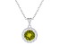 7mm Round Peridot and White Topaz Accent Rhodium Over Sterling Silver Halo Pendant w/Chain