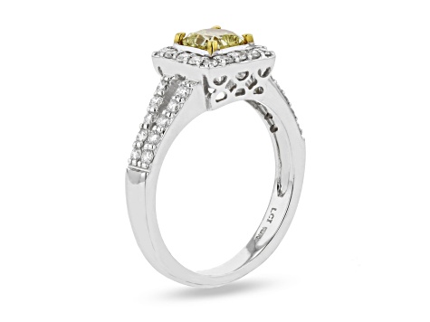 1.20ctw Fancy Yellow Diamond Engagement Ring in 18k Two Tone Gold