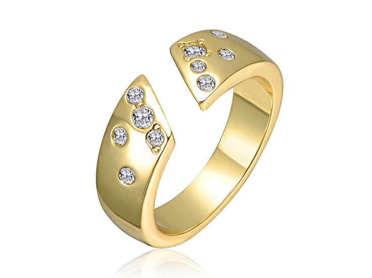 Clear Cubic Zirconia, 14K Gold Plated over Brass Open Band Ring ...