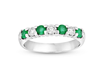 Picture of 0.75ctw Emerald and Diamond Band Ring in 14k White Gold