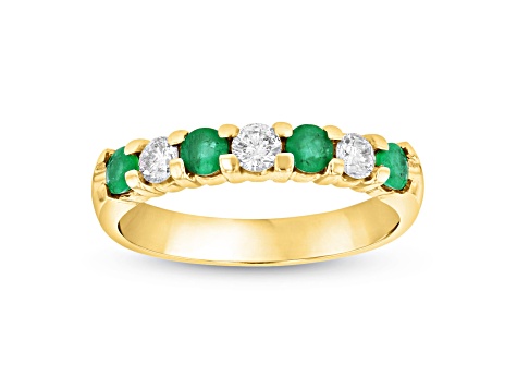 0.75ctw Emerald and Diamond Band Ring in 14k Yellow Gold