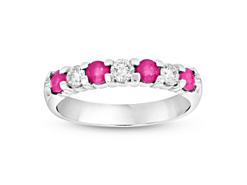 Picture of 0.75ctw Ruby and Diamond Band Ring in 14k White Gold