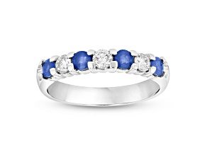 0.75ctw Sapphire and Diamond Band Ring in 14k White Gold