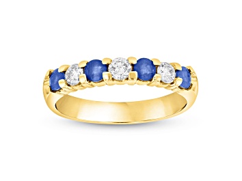 Picture of 0.75ctw Sapphire and Diamond Band Ring in 14k Yellow Gold