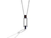 Star Wars™ Fine Jewelry R2 Series Sapphire, Garnet & Diamond Rhodium Over Silver Pendant 0.38ctw