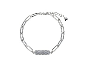 White Cubic Zirconia Platineve Paperclip Bracelet 1.24ctw