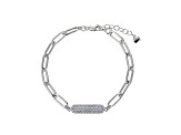 White Cubic Zirconia Platineve Paperclip Bracelet 1.24ctw