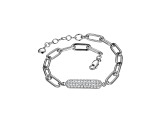 White Cubic Zirconia Platineve Paperclip Bracelet 1.24ctw