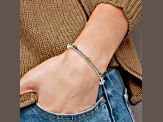 Sterling Silver with 14K Gold Over Sterling Silver Oxidized Peridot 3 Stone Bangle