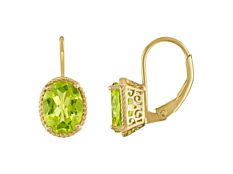 Green Peridot 14k Yellow Gold Over Sterling Silver Earrings 3.6ctw