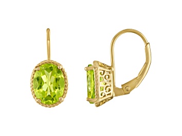 Picture of Green Peridot 14k Yellow Gold Over Sterling Silver Earrings 3.6ctw