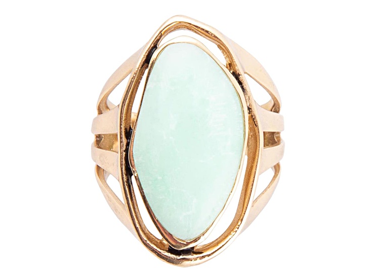 アクセサリーその他 EERA Woman Jewel Green CHEB13 FLUOGREEN Barse Jewelry Green Chrysoprase Gold Tone Abstract Ring