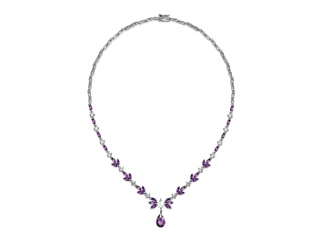 Purple African Amethyst 18k Yellow Gold Over Sterling Silver Tennis Necklace 15.25ctw