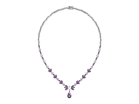 Purple African Amethyst Platinum Over Sterling Silver Necklace 7.44ctw