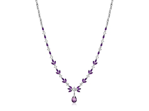 Purple African Amethyst Platinum Over Sterling Silver Necklace 7.44ctw