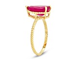 Pear Mahaleo® Ruby Solitaire 10K Yellow Gold Twist Band Ring 3.20ctw