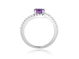 Amethyst with White Sapphire Accents Sterling Silver Bypass Ring, 1.11ctw