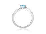 Blue Topaz with White Sapphire Accents Sterling Silver Bypass Ring, 1.11ctw