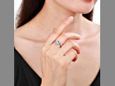 Blue Topaz with White Sapphire Accents Sterling Silver Bypass Ring, 1.11ctw