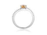 Citrine with White Sapphire Accents Sterling Silver Bypass Ring, 1.11ctw