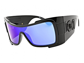 Versace Black Frame / Blue Green Mirrored Lenses Sunglasses