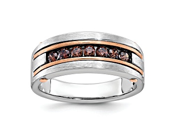 Picture of 10K Rose Gold Men's Satin Brown Diamond Ring 0.49ctw