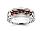 10K Rose Gold Men's Satin Brown Diamond Ring 0.49ctw