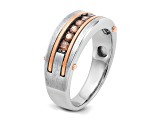 10K Rose Gold Men's Satin Brown Diamond Ring 0.49ctw