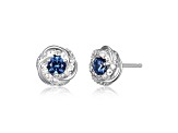 Blue Lab Created Sapphire Rhodium Over Sterling Silver Earrings