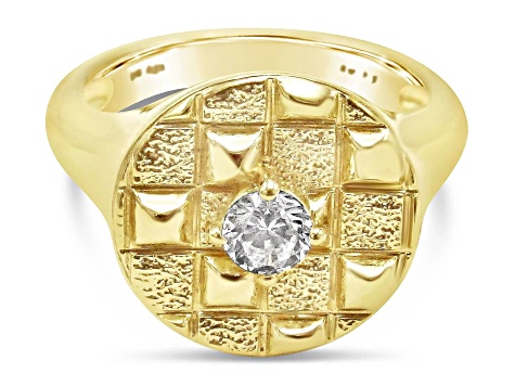 Judith Ripka Bella Luce Diamond Simulant 14k Gold Clad Waffle Ring