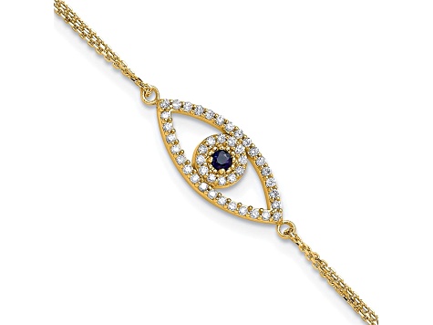 14k Yellow Gold Diamond and Sapphire Evil Eye Bracelet 0.16ctw - 1CR8YA ...